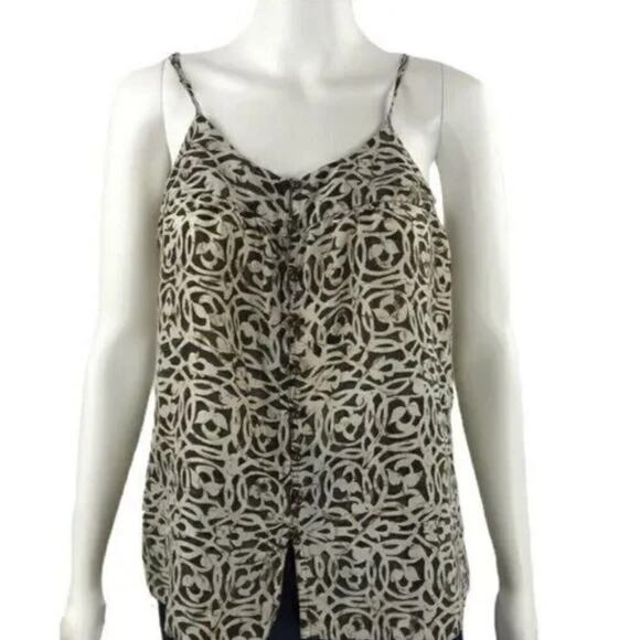 Banana Republic Cami Top Button Front Spaghetti Strap Beige Print XS Minimalist - Picture 3 of 9